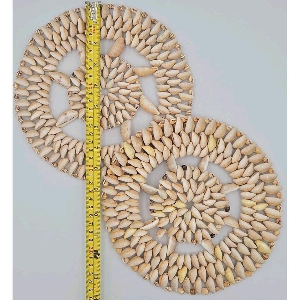2 Vintage Cowrie Sea Shell Trivet Hot Pads kitchen dinning‎ table protector - Picture 3 of 3